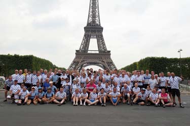 At the base of the Eiffel Tower for photos.