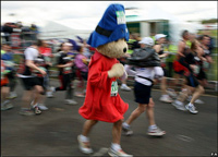 Paddington Bear running in the London Marathon 2008